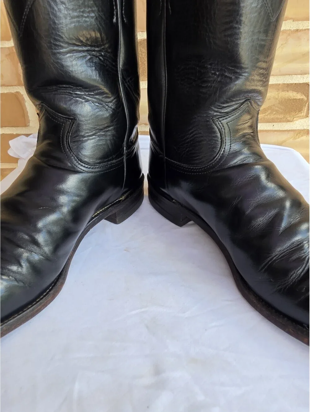 Vintage Justin Roper Boots Mens 10.5 D Black Leather Cowboy Western USA 3133